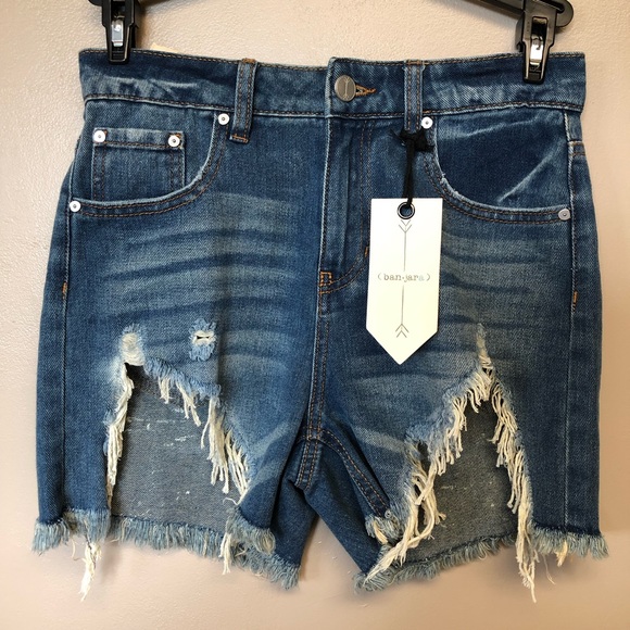 Ban•Jara super high rise loose fit shorts jean ripped distressed - Picture 1 of 14